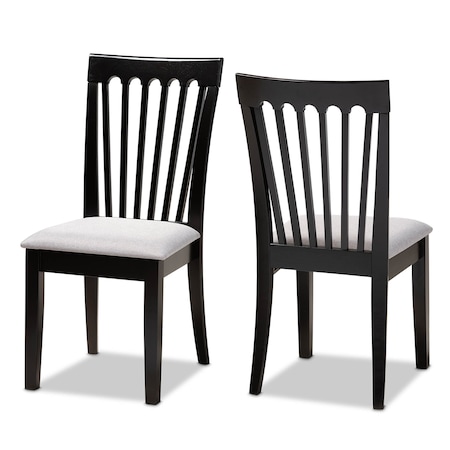 Minette Gray Upholstered And Espresso Wood 2-Piece Dining Chair Set